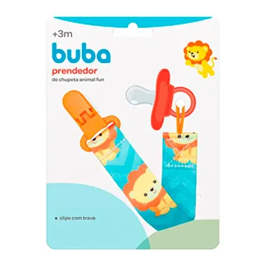 Prendedor de Chupeta Buba Animal Fun 3+ Meses Leão com 1 Unidade