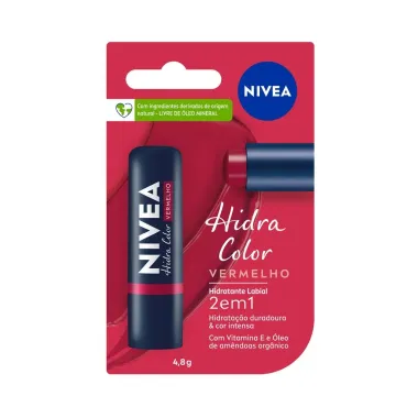 Hidratante Labial Nivea Hidra Color 2 em 1 Vermelho 4,8g