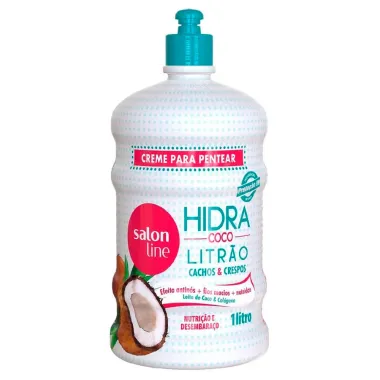 Creme de Pentear Salon Line Hidra Coco Nutrição e Desembaraço Cachos e Crespos 1 Litro