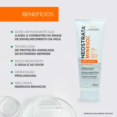 Protetor Solar NeoStrata Minesol Corpo e Rosto FPS 30 Fluido 120ml