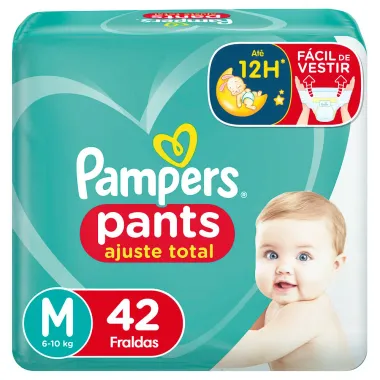 Fralda Pampers Pants Ajuste Total Tamanho M com 42 Unidades Descartáveis