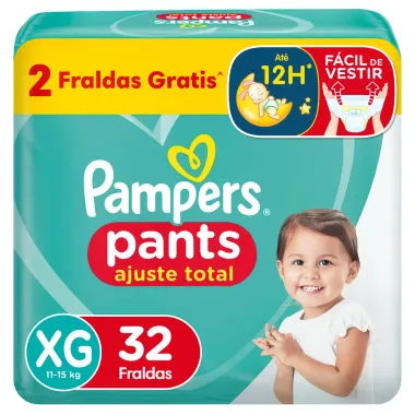 Fralda Pampers Pants Ajuste Total Tamanho XG com 32 Fraldas Descartáveis