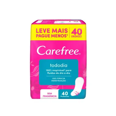 Protetor Di&aacute;rio Carefree Todo Dia Sem Fragr&acirc;ncia 40 Unidades Leve Mais Por Menos