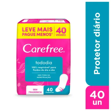 Protetor Di&aacute;rio Carefree Todo Dia Sem Fragr&acirc;ncia 40 Unidades Leve Mais Por Menos