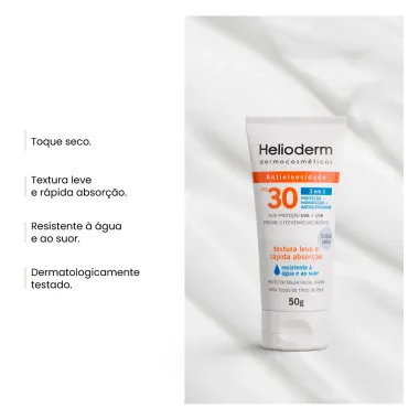 Protetor Solar Facial Helioderm Suncare FPS 30 Toque Seco 50g