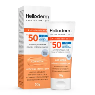 Protetor Solar Facial Helioderm Suncare FPS 50 Com Cor 50g