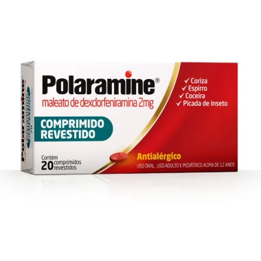 Polaramine 2mg Antialérgico 20 Comprimidos Revestidos