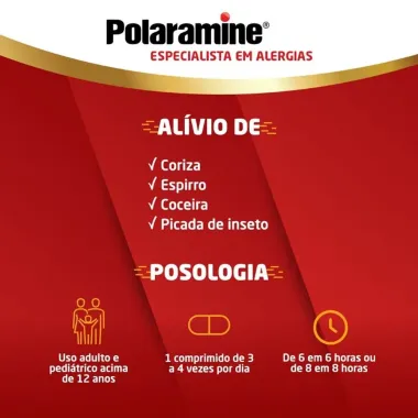 Polaramine 2mg Antial&eacute;rgico 20 Comprimidos Revestidos