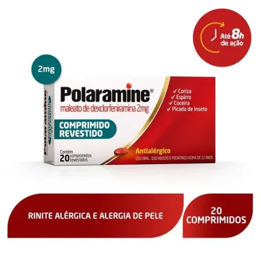 Polaramine 2mg Antial&eacute;rgico 20 Comprimidos Revestidos