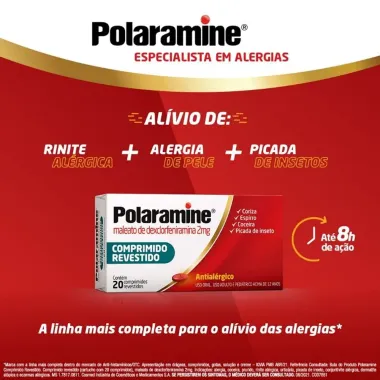 Polaramine 2mg Antial&eacute;rgico 20 Comprimidos Revestidos