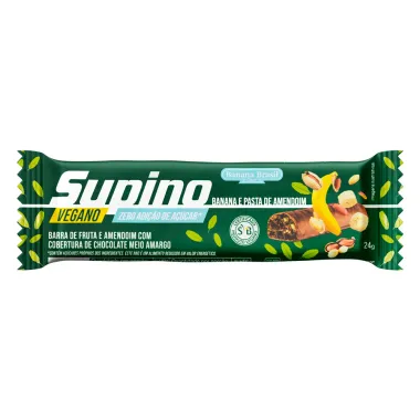 Barra de Fruta Supino Vegano Banana e Pasta de Amendoim 24g