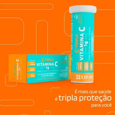 C-Triple Vitamina C 1g + Vitamina D + Zinco com 10 Comprimidos Efervescentes