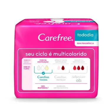 Protetor Di&aacute;rio Carefree Todo Dia Sem Perfume 15 Unidades