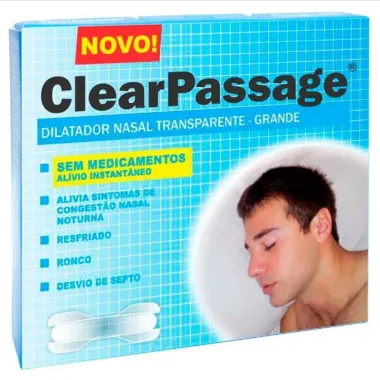 Dilatador Nasal ClearPassage Transparente Tamanho Grande com 9 Unidades