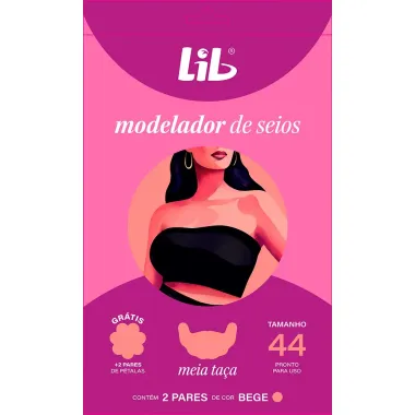 Soutien Lib Modelador de Seios Meia Taça Tamanho 44 Cor Bege com 2 Pares