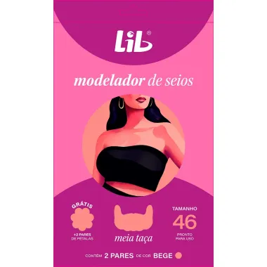 Soutien Lib Modelador de Seios Meia Taça Tamanho 46 Cor Bege com 2 Pares