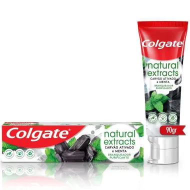 Creme Dental Colgate Natural Extracts Carv&atilde;o Ativado e Menta 90g