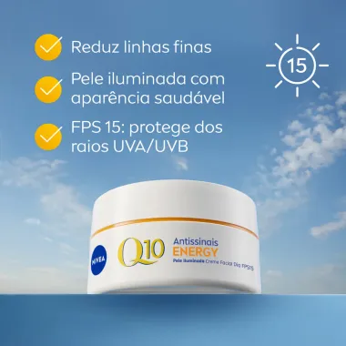 Creme Facial Nivea Antissinais Q10 Energy Dia FPS 15 50g