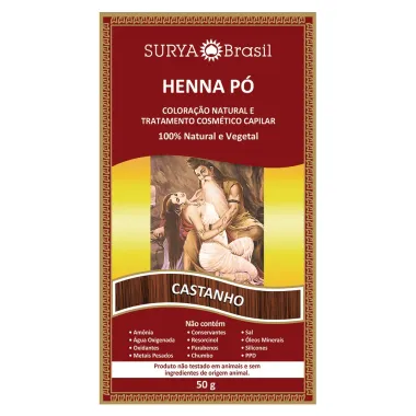 Henna Pó Surya Brasil Castanho Kit