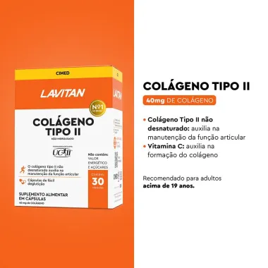 Lavitan Colágeno Tipo II com 30 Cápsulas