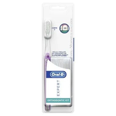 Kit Escova Dental Oral-B Expert Ortodôntica + Superfloss Fio Dental 50 Unidades