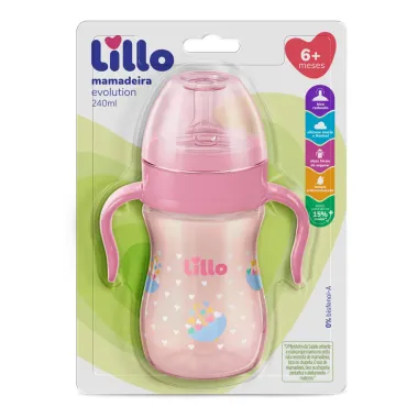 Mamadeira Lillo Evolution com Al&ccedil;a 6+ Meses Rosa 240ml