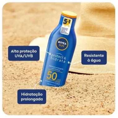 Protetor Solar Nivea Sun Protect & Hidrata FPS 50 Loção 200ml e Ganhe Protetor Solar Nivea Sun Protect & Hidrata FPS 50 Loção 100ml