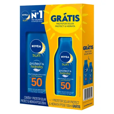 Protetor Solar Nivea Sun Protect & Hidrata FPS 50 Loção 200ml e Ganhe Protetor Solar Nivea Sun Protect & Hidrata FPS 50 Loção 100ml