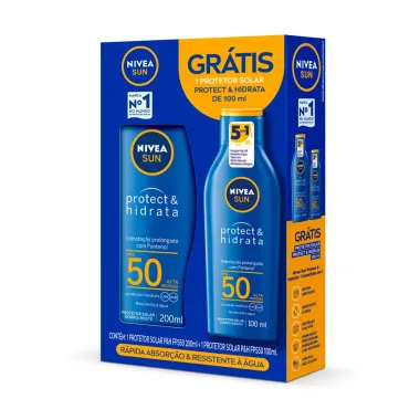 Protetor Solar Nivea Sun Protect & Hidrata FPS 50 Lo&ccedil;&atilde;o 200ml e Ganhe Protetor Solar Nivea Sun Protect & Hidrata FPS 50 Lo&ccedil;&atilde;o 100ml
