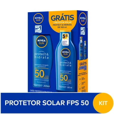 Protetor Solar Nivea Sun Protect & Hidrata FPS 50 Lo&ccedil;&atilde;o 200ml e Ganhe Protetor Solar Nivea Sun Protect & Hidrata FPS 50 Lo&ccedil;&atilde;o 100ml