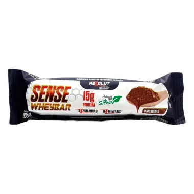 Barra de proteína Sense Whey Bar Absolut Nutrition Sabor Brigadeiro 15g de Proteína Adoçado com Stevia 45g