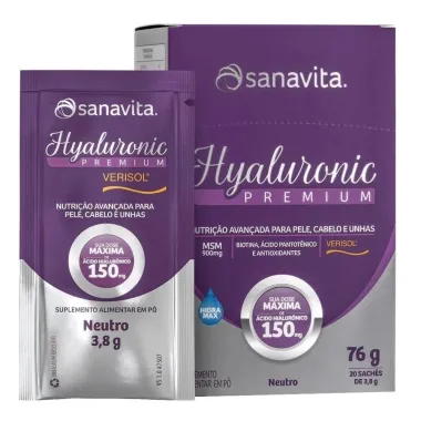 Hyaluronic Premium Verisol Sanavita Sabor Neutro com 20 Saches de 3,8g cada