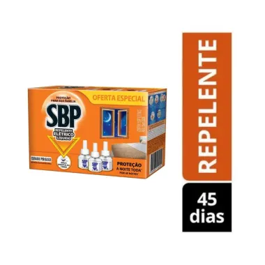 Repelente Elétrico Líquido SBP 45 Noites com 3 Refis 35ml Cada Oferta Especial