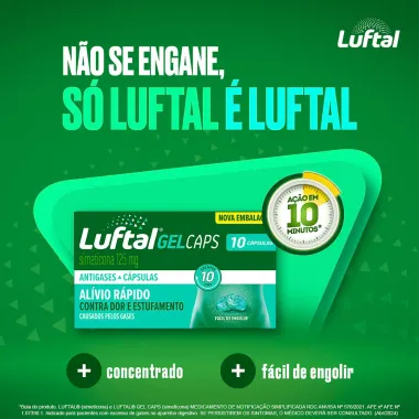 Luftal Gel Caps Simeticona 125mg 10 Cápsulas Gelatinosas