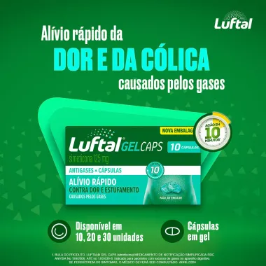 Luftal Gel Caps Simeticona 125mg 10 Cápsulas Gelatinosas