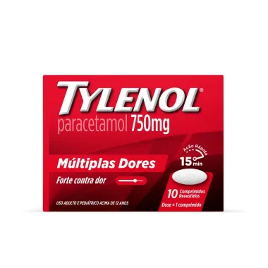 Tylenol 750mg Multiplas Dores com 10 Comprimidos Revestidos