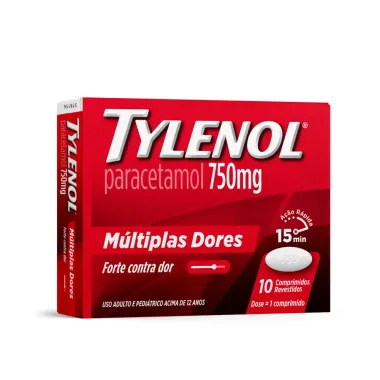 Tylenol 750mg Multiplas Dores com 10 Comprimidos Revestidos