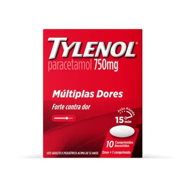 Tylenol 750mg Multiplas Dores com 10 Comprimidos Revestidos