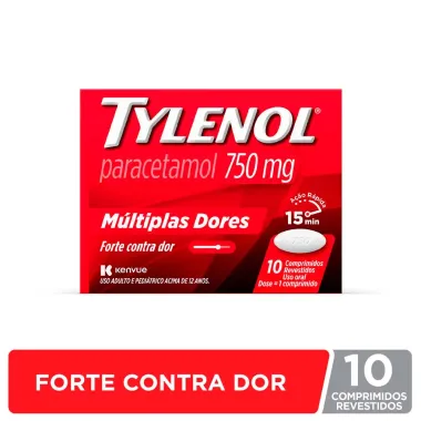 Tylenol 750mg Multiplas Dores com 10 Comprimidos Revestidos