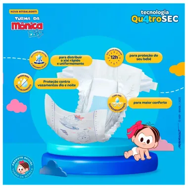 Fralda Turma da M&ocirc;nica Baby Mega Tamanho XG 42 Unidades Descart&aacute;veis