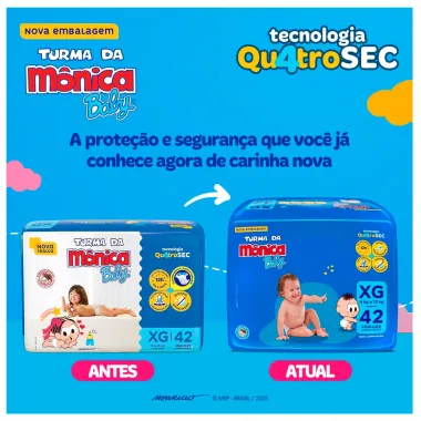 Fralda Turma da M&ocirc;nica Baby Mega Tamanho XG 42 Unidades Descart&aacute;veis
