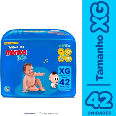 Fralda Turma da M&ocirc;nica Baby Mega Tamanho XG 42 Unidades Descart&aacute;veis
