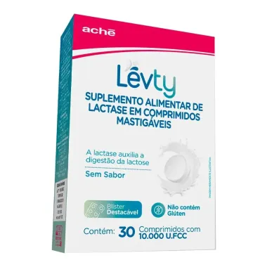 Lévty 10.000 U.FCC Sem Sabor com 30 Comprimidos Mastigáveis