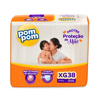 Fralda Pom Pom Derma Protek Tamanho XG com 38 Fraldas Descartáveis