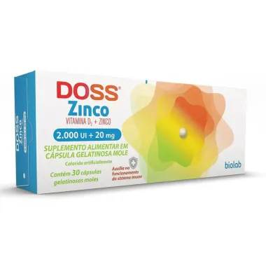 Doss Zinco 2.000UI + 20mg com 30 Cápsulas Gelatinosas Moles