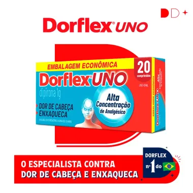 Dorflex Uno Enxaqueca Dipirona 1G 20 Comprimidos