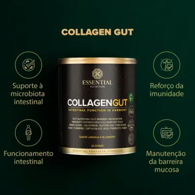 Collagen Gut Essential Nutrition Sabor Laranja e Blueberry 400g
