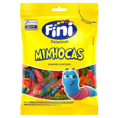 Balas de Gelatina Fini Minhocas Sortidas 80g