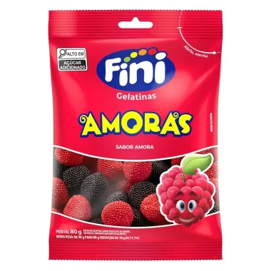 Balas de Gelatina Fini Amoras 80g