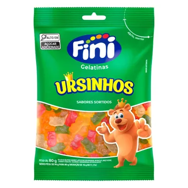 Bala Fini de Gelatina Ursinhos Embalagens Sortidas com 80g